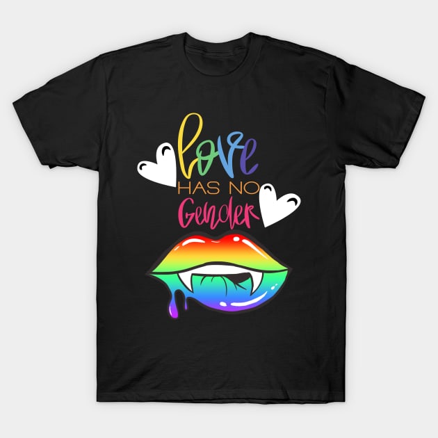 Love Has No Gender Rainbow Hearts Vampire T-Shirt by TheMavenMedium